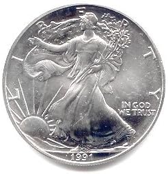 1991 - 1 oz American Silver Eagle .999 Fine Silver Dollar Uncirculated US Mint