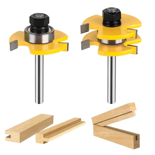 Tongue and Groove Router Bit Set 1/4 Inch Shank, UTRUSTTO 2 Pieces 1/4