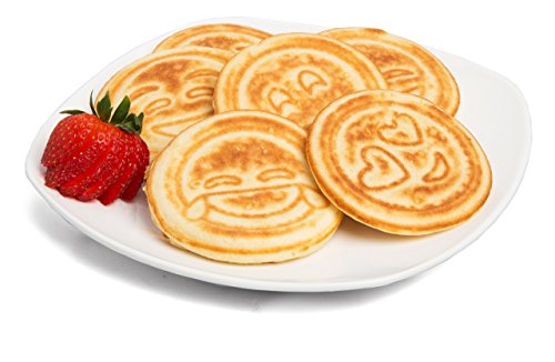 Official Emoji License - Large NonStick Smiley Heart Face Pancake Pan Griddle- 7 Fun Mini Faces- Heavy Duty Stovetop Skillet Maker- Pan Cakes for Kids Holiday Breakfast & Brunch- Valentines Day Gift