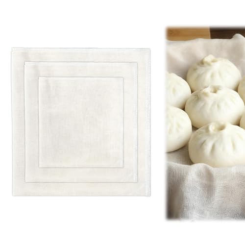 Étamine Alimentaire, 6 Pièces Réutilisable Cheesecloth Non Blanchi Filtrant Tissu en Coton pour Jus Fromage Thé Noix Lait Soupe Yaourt Tofu (40x40cm, 50x50cm, 60x60cm)