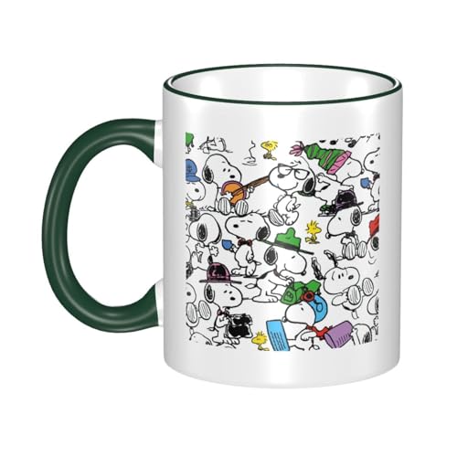 スヌーピー マグカップ 保温・保冷 電子レンジ対応 コーヒーカップ 陶器 セラミック 耐高温 軽量 個性人気 誕生日プレゼント大容量 Dark Green