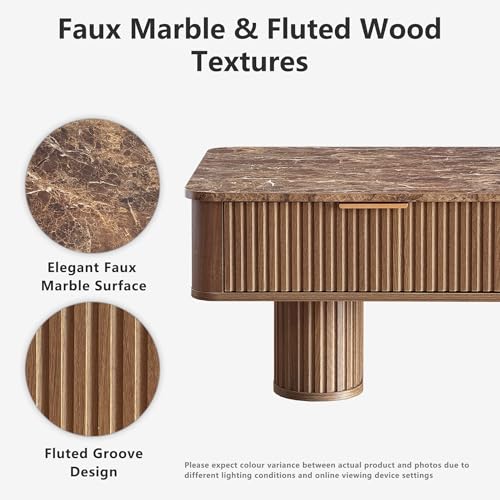 Win2win Fluted Coffee Table with Storage