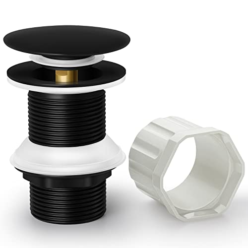 Tapones de Desagüe Lavabo,Válvula Pop-Up,Válvula Desagüe Fregadero,Tapon Lavabo Click Clack Negro Sin Rebosadero con de Latón Macizo