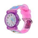 BESTonZON Reloj de Pulsera Infantil de Cuarzo Correa de Silicona Morada, Diseño de Dibujos Animados 3D Niñas, Tamaño Ajustable Adecuado para Escuela y Uso Diario