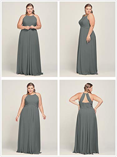 Alicepub Chiffon Steel Gray Bridesmaid Dresses Long Formal Party Dress For Women Prom Evening Halter, Us6 #TOP3
