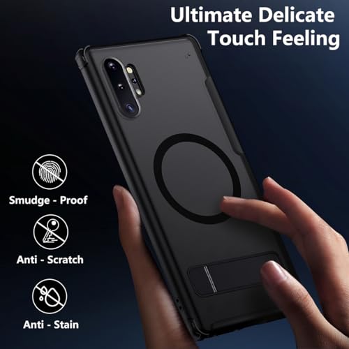 TIANNIUKE Magnetic Case for Samsung Galaxy Note 10 Plus,Compatible with MagSafe,Adjustable Kickstand,Translucent Matte Anti-Fingerprint,Shockproof Protective Phone Case for Galaxy Note 10 Plus Case