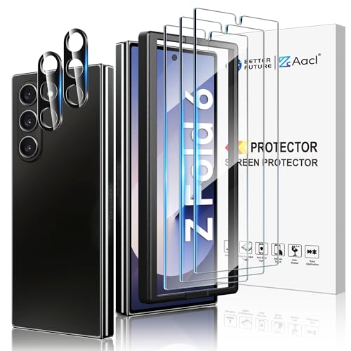 AACL [3 Pack Galaxy Z Fold 6 Screen Protector Tempered Glass [Front Screen Only]+ [2 Pack] Camera Lens Protector for Samsung Galaxy Z Fold 6 5g, Anti Scratch, Hd Clear, Bubble Free [Case Fri