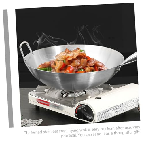 Sartén Wok de Acero Inoxidable 12 pulgadas con Mango de Madera miniatura 2