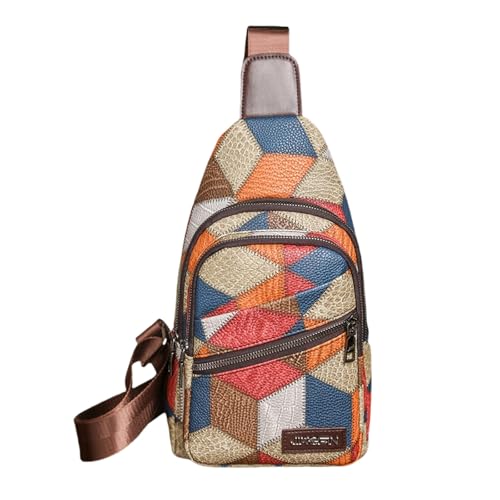 PAZRSASX Crossbody-Tasche Frauen Crossbody Bag Pu Sling Taille Bag Vintage Chest Bag Brieftasche Mit Verstellbarem Riemen Für Frauen Reisen Einkaufen-Stil 1