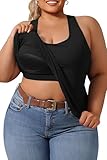DAGGLOSA Plus Size Women's Casual Sports Tank Top,Breathable and Soft, for Sports and Daily Life Wear (US, Alpha, 0X, Plus, Regular, 1, Black)