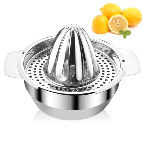 Frevoitna Exprimidor Manual 300ml, Exprimidor Limon Acero Inoxidable 201 con Recipiente Lavable en Lavavajillas, Esprimidoras Limon Acero Manual para Naranja Limón, Lima Naranja, Pomelo