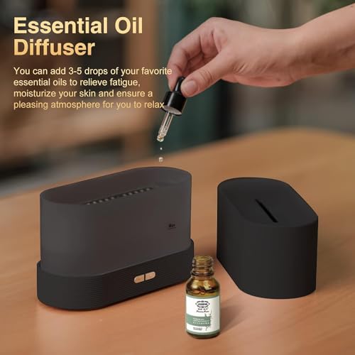 Image of Diffuser /Atmosphere Light Humidifier - Portable Noiseless Aroma Aromatherapy Machine, Auto Shut-Off, Essential Oil Diffuser for Home Office Yoga Relieve (Black-Flame)
