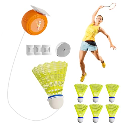 Ruioomeep Badminton Rebound Trainer, Portable Badminton Trainer, Badminton Single Training Equipment, Badminton Self-taught Rebound Equipment for Badminton Courts, Garden, Parks, Living Room, Balcony