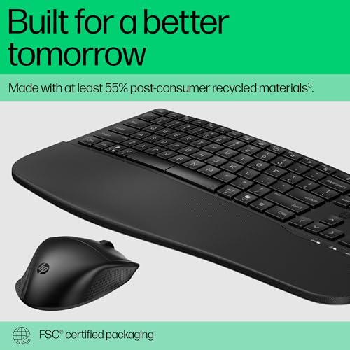 HP 680 Comfort Dual-Mode Keyboard/Mouse Combo | Wave shape keyboard with three adjustable angles | Quiet typing | 4D tilt wheel with fast scroll Unifying Dongle - Image 4
