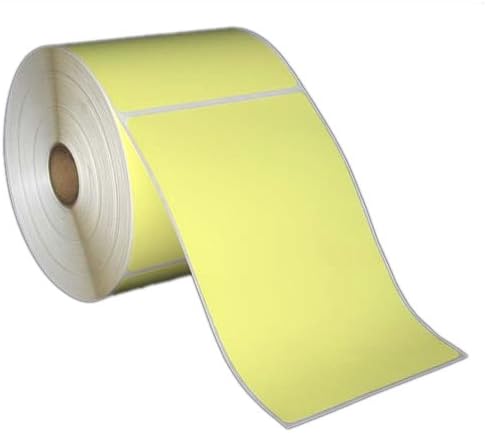 4x6 Inch Direct Thermal Paper Labels - Yellow - Rolls - 5" OD - 1" Core - 430 Labels Per Roll - 6 Rolls Per Box - 1 Box - for Zebra and Other Thermal Barcode Label Printers (L-SDF-40601P51Y)
