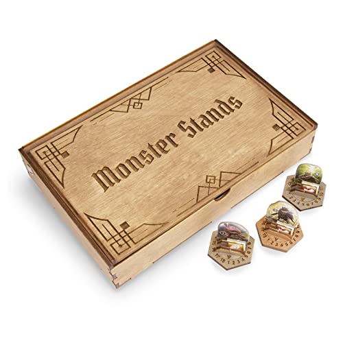 SMONEX Gloomhaven Monster Stands 31 pcs - Wooden Stands with Health Tracker - Monster Wound Tracker Stands Suit for 2 Monster's Types (Normal end Elite) - Compatible with Gloomhaven Board Game