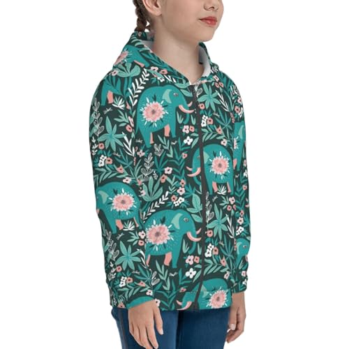 Lephants in the Jungle Kids Pullover Hoodies Boys Zip Up Sweatshirts Girls Athletic Clothes with Pocket4