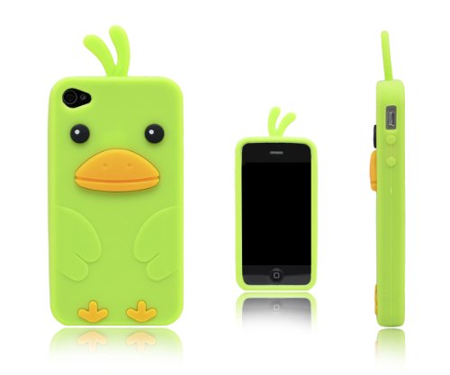 Xcessor Chicken Pollo Funda Carcasa de Silicona Para Apple iPhone 4 y 4S. Verde