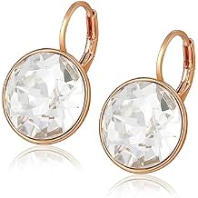 XUPING Round Crystal Leverback Earrings Sparkly Elegant Austrian Crystals 18K Platinum Plated Hypoallergenic Delicate Jewelry Gifts For Women Party