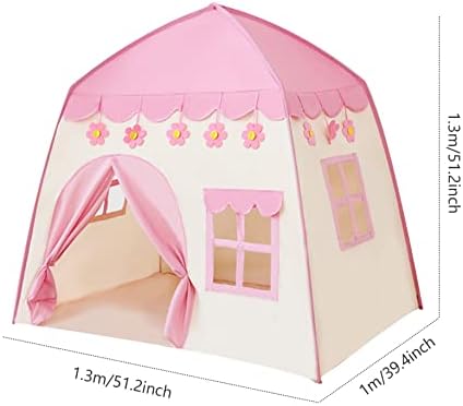 Kids Tent, 51.2inch Large Kids Play Tents with Flower Pendants, Pop Up Play Tent, Princess Castle Fairy Playhouse, Indoor Teepee Tent for Kids Boys Girls (Pink) 7 41DdYEK7CgL. AC