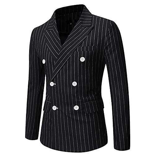 Premium Suit for Men's Fashion Business Blazer Casual Stripe Printed Double Breasted Formal Dress Coat Jacket