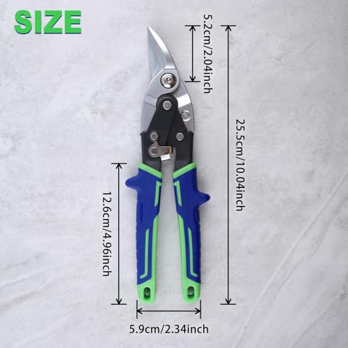 SPEEDWOX 10 Inch Aviation Tin Snips Offset Aviation Snip Right Cut Tin Cutting Shears Right Offset Cut Aviation Snip Metal Cutter Shears for Cutting Metal Sheet with Safety Latch and Hanging Hole - Image 2