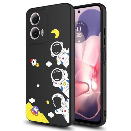 for Moto E14/Moto G24 Power/Moto G04/G04s/Moto G24 Case,Cartoon Cute Kawaii Fun Cool Funny Video Game Controller Design Phone Case,Full Body Protection Cover for Man Women Sun Moon Astronaut Black