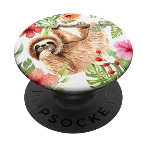 Blumen Socket Tropisch Pop Tier Geschenk Süßes Faultier - PopSockets Ausziehbarer Sockel und Griff für Smartphones und Tablets