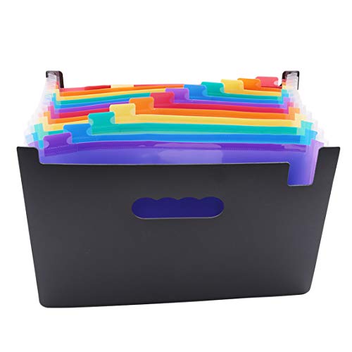 HengXingDE Standing 13 Grid dreiseitige Orgel Ordner Rainbow Organ Tasche vertikale A4 Test Papier Aufbewahrungstasche Student Multi-Layer Cover