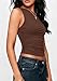PRETTYGARDEN Womens Sleeveless One Shoulder Tank Top Ruched Slim Fit Shirts Basic Crop Y2k Tops 2026 Spring Fashion Clothing (Brown,Small)