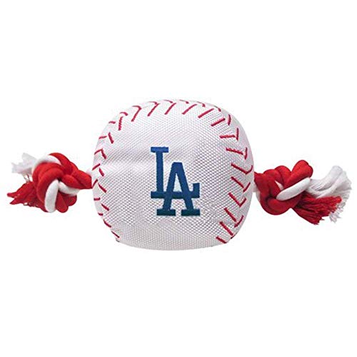 MLB LOS ANGELES DODGERS Baseball Rope Toy for DOGS & CATS. Tough nylon, Sporty Baseball Design,...