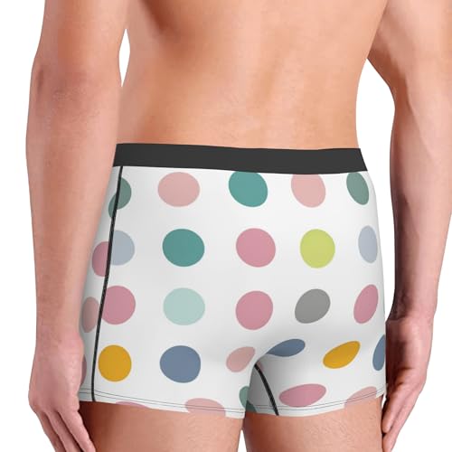 Colorful Dots Men's Boxer Briefs, Polka Breathable Mens Underwear Comfort Boxers Shorts Support Trunks2