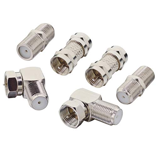 Boobrie F Type Rg6 Coaxial Tv Adapter Kit (6-Pack) F Male Female Adpater Set F Male/Female To Male/Female Straight And 90 Degree Rf Coax Connector For Tv, Satellite Receiver #TOP5