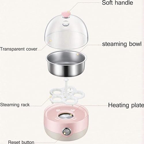 Egg Boiler Egg Boiler, Egg Cooker, Smart Mini Electric Egg Poacher With Auto Shut-Off, Measuring Cup Included, BPA Free, 5 Capacity, Pink
