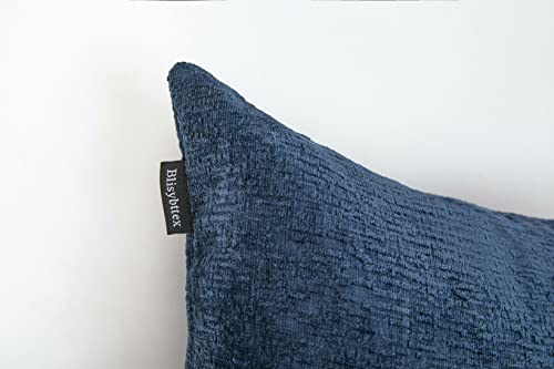Blisybttex Chenille Throw Pillow Covers 18 X 18 Inch Set Of 2,Decorative Square Handmade Soft Textured Chenille Cushion Covers 45 X 45 Cm For Couch,Bed,Living Room (Dark Blue) #TOP3
