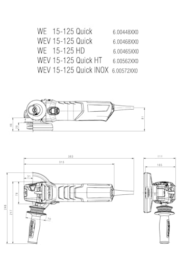 Metabo WEV 15-125 Quick HT amoladora angular de 1500W con disco de 125mm 3