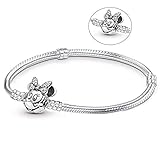 Material 100% nuevo Wonderful Day Nuevas Pulseras con dijes chapados en Plata Cute Mickey Snake Chain Fit Pulseras básicas Finas para Mujeres Charms Fashion Beads DIY Jewelry, Snake Chain 01,16cm