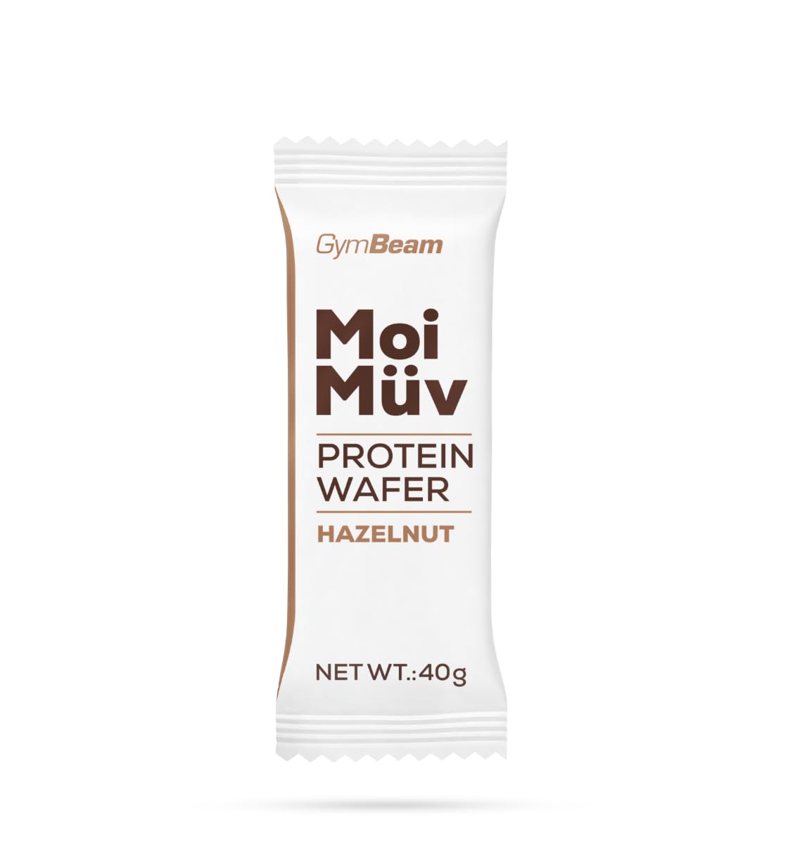 GymBeam MoiMüv Proteinwaffel - Hochwertiger knuspriger Proteinriegel, Eiweißriegel, unterstützt Muskelaufbau & Knochengesundheit, perfekt als Snack oder Dessert (20 x 40 g, Haselnuss)