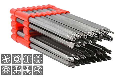 32-Piece Extra Long Power Bit Set, 1/4" Hex Shank, 6" Long Avoid Bending Security Bit, Tamper Proof Torx Star Tri Wing Pozi Screwdriver Kit Tools For Any Standard Drill.gifts For Men #TOP21