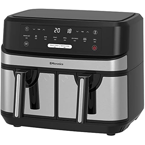 EMtronics Dual Air Fryer 9 Litre with Smart Controls Cover