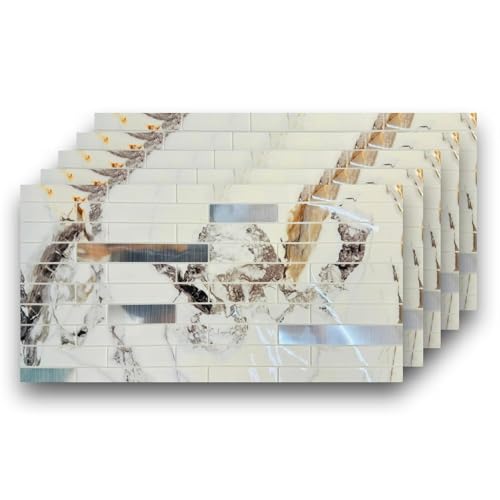 Image of WrapWall 3D Wallpaper Self Adhesive Foam Pack of 4 (60x30 cm) | Waterproof Brick Design Wallpaper |Peel & Stick DIY Wall Decor for Living Room Bedroom Kitchen (4, Cream Mosaic)