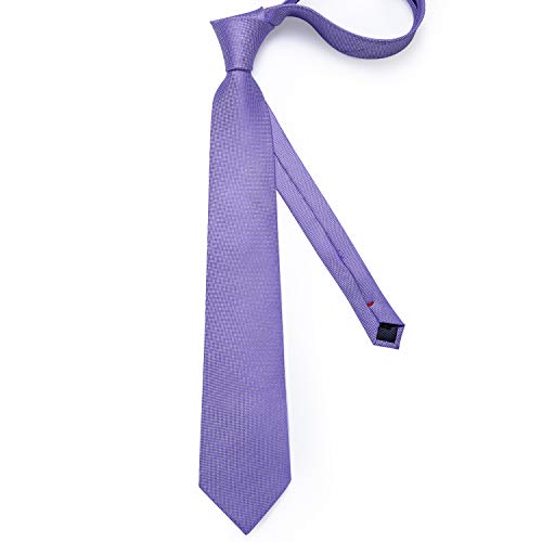 Image of DiBanGu Mens Silk Necktie Solid Color Tie and Pocket Square Cufflink Tie Clip Set Woven Plain Ties for Men Wedding Party