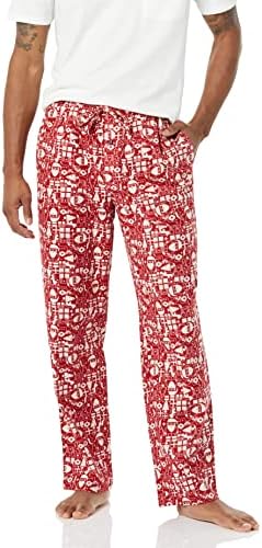 Amazon Essentials Men's Flannel Pajama Pant (Available in Big & Tall), Red, Mono Santa, X-Large