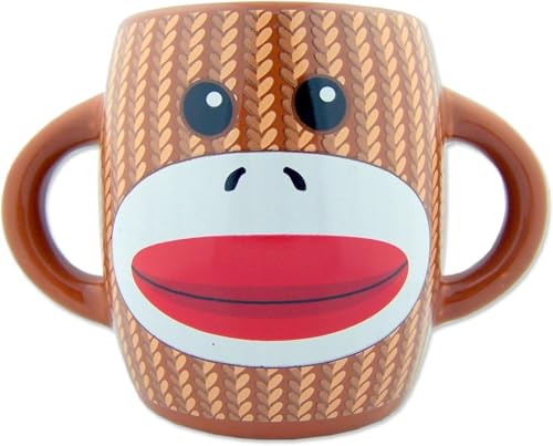 Sock Monkey Mug with Hot Cocoa Mix and Candy Canes, 10 oz Mug - Assorted Colors