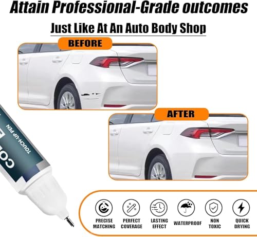 Image of DUNGRANI 2 In 1 White Car Scratch Remover Touch Up Paint Pen | Quick Dry Automotive Paint for Minor, Deep Scratches, Chips & Scuffs | Easy Applicator for Cars & Bikes (Real White)