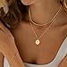 Bykuvo Gold Necklace For Women, Layered 14K Real Gold Plated Necklaces For Women,Dainty Gold Twist Chain Disc Circle Pendant Necklace Stack,Trendy Gold Jewelry Set Gifts