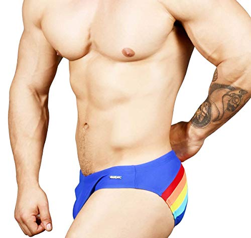 Andrew Christian Bañador para hombre Pride Rainbow Bikini 7740, color azul azul...