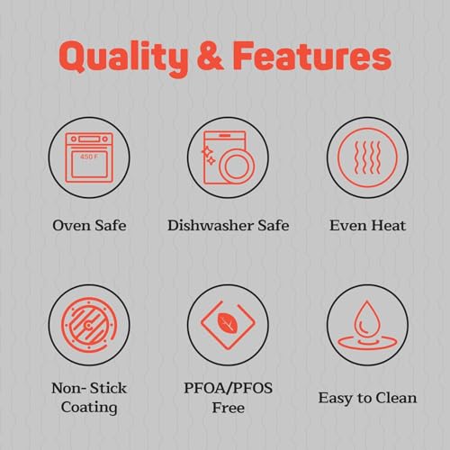 Non-Stick Pizza Pan with Silicone Handle 1 Pack, 13 Inch Round Carbon Steel Tray with Perforated Holes, Dishwasher & Oven Safe Up To 450°F, PFOAPFOSPTFE Free, Durable Nonstick Gray Coating by Emporio Kitchen - Image 4