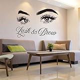 Lash & Brow Wall Decal Eyelash Extension Beauty Salon Decoration Make Up Room Wall Stickers LL300 (Black)
