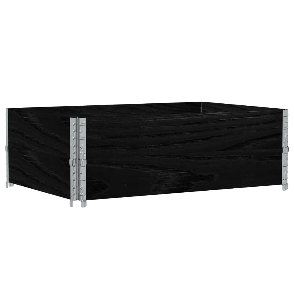 Paletten-Aufsatzrahmen 2 STK Schwarz Massivholz 120x180 cm stapelbar faltbar für Lager Logistik Transportplattform Industrie und Versand zur Ladungssicherung und Warenumschlag
